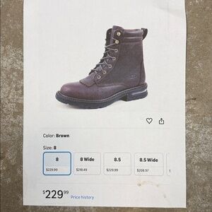 ROPER Work Boots Mens Tumbled Leather Lace Brown 09-020-1431-0775 BR